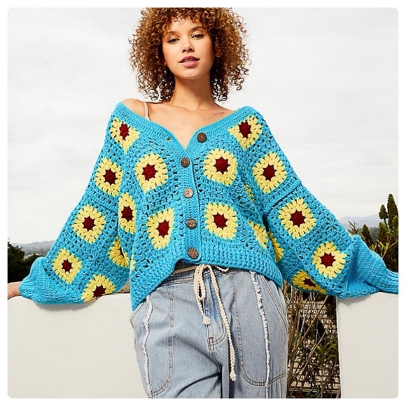 NWOT POL V neck crochet cardigan sweater size large - Picture 6 of 7